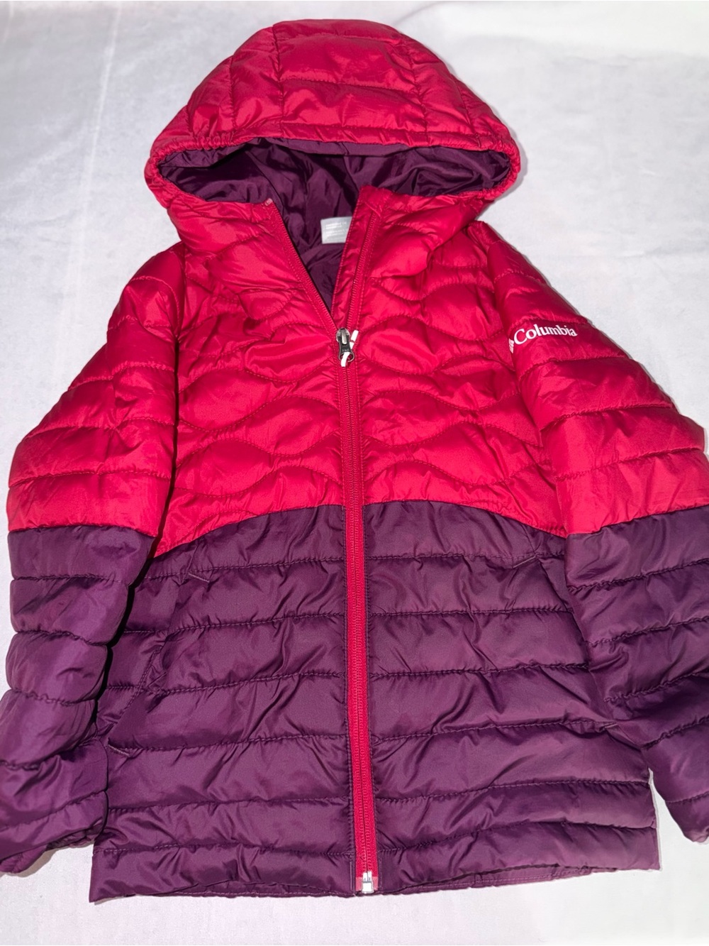 Columbia Red and Plum Hooded Quilted Puffer Jacket - Picture 2 of 5
